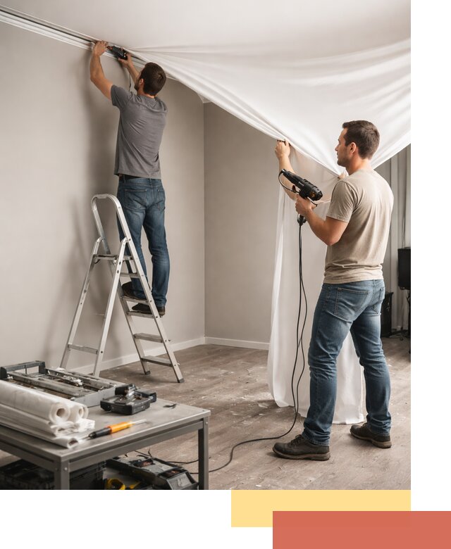 Монтаж натяжного потолка в студии в Дальнегорске