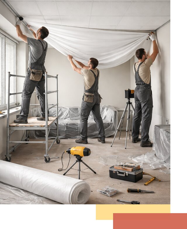 Монтаж натяжного потолка в офисе в Дальнегорске