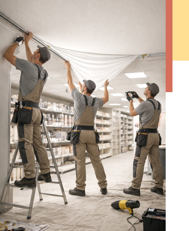 Монтаж натяжного потолка в магазине в Дальнегорске от 4637 руб. быстро и недорого | ОТДЕЛОЧНИК-Дль
