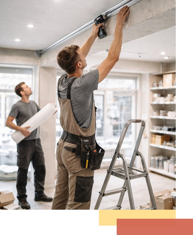 Монтаж натяжных потолков в магазине в Дальнегорске