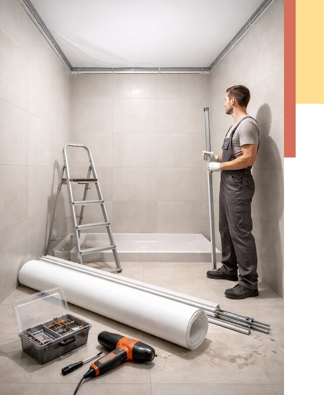 Монтаж натяжного потолка в санузле в Дальнегорске от 1906 руб. — ОТДЕЛОЧНИК-Дль