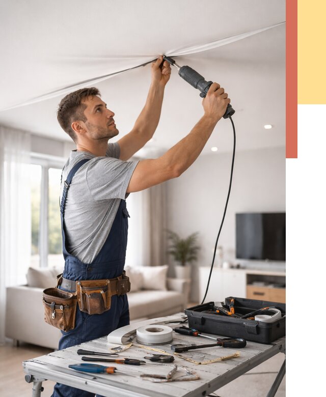 Ремонт натяжных потолков в Дальнегорске от 9789 руб. под ключ — ОТДЕЛОЧНИК-Дль