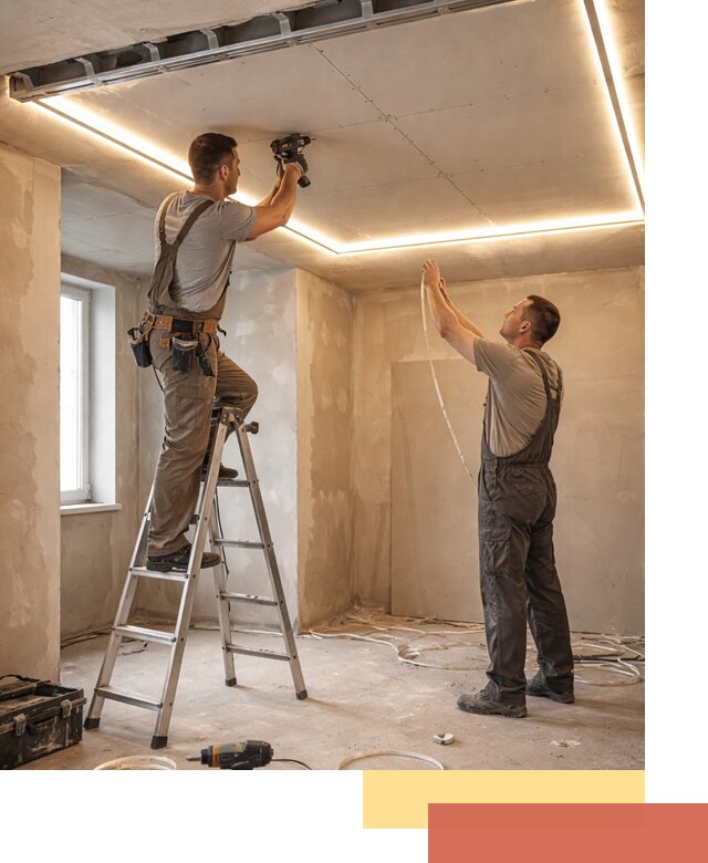 Потолок из гипсокартона с подсветкой в Дальнегорске