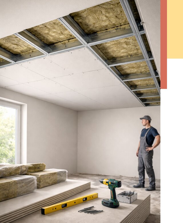 Звукоизоляция потолка ГКЛ в Дальнегорске от 979 руб. — монтаж под ключ | ОТДЕЛОЧНИК-Дль