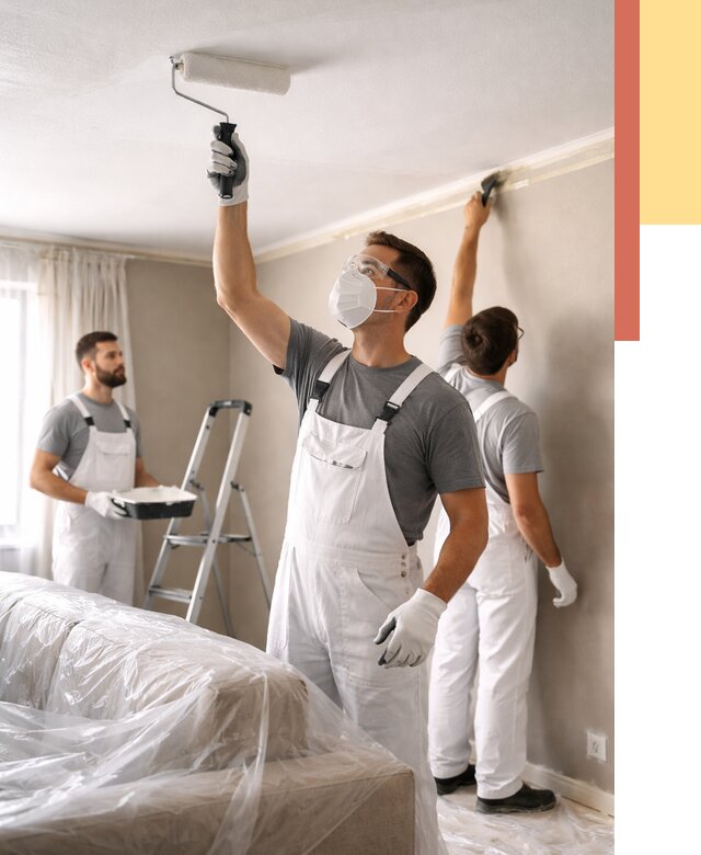 Покраска потолка водоэмельсионной краской в Дальнегорске от 2267 руб/м² — услуги под ключ | ОТДЕЛОЧНИК-Дль