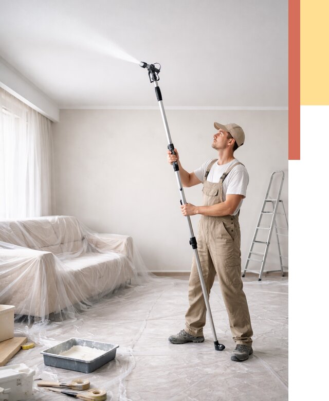 Покраска потолка краскопультом в Дальнегорске от 4637 руб. быстро и недорого | ОТДЕЛОЧНИК-Дль