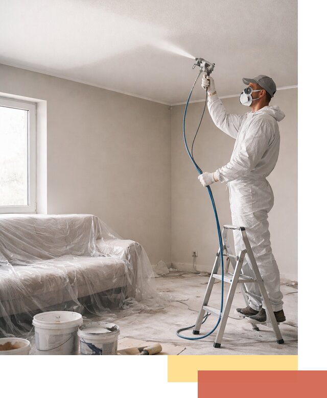 Покраска потолка краскопультом в Дальнегорске быстро и качественно