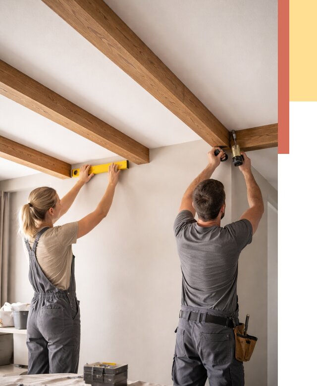 Монтаж декоративных балок на потолок в Дальнегорске от 4328 руб. — ОТДЕЛОЧНИК-Дль